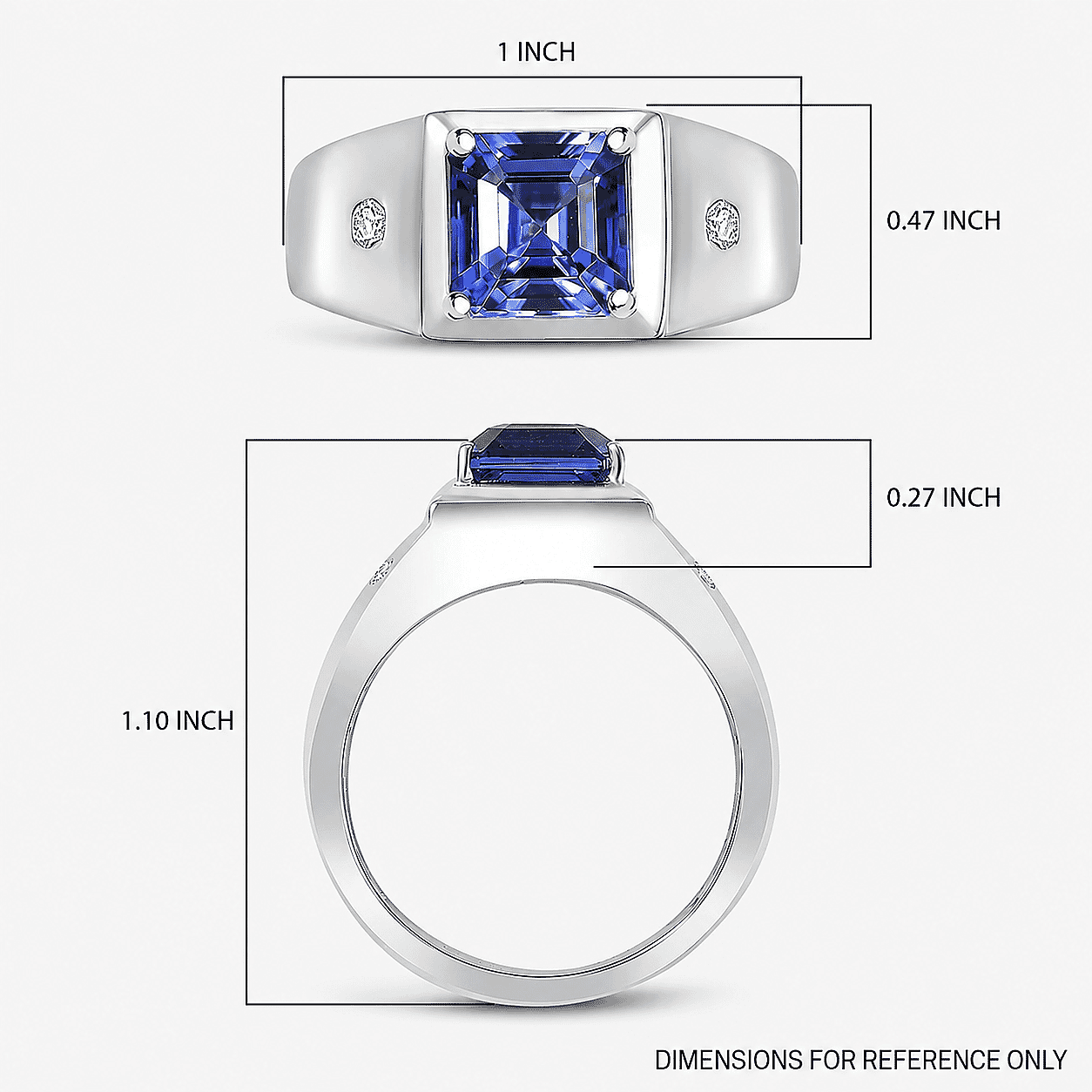 Rhapsody AAAA Tanzanite and E-F VS2 Diamond 2.63 ctw Men's Ring in 950 Platinum (Size 13.0) 11.50 Grams
