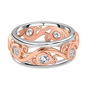 Moissanite 5.37 ctw Band Ring in Vermeil RG Over Sterling Silver (Size 8)