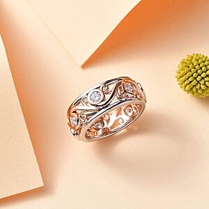 Moissanite 5.37 ctw Band Ring in Vermeil RG Over Sterling Silver (Size 8)
