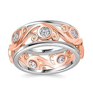 Moissanite 5.37 ctw Band Ring in Vermeil RG Over Sterling Silver (Size 8)