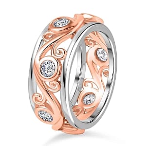 Moissanite 5.37 ctw Band Ring in Vermeil RG Over Sterling Silver (Size 8)