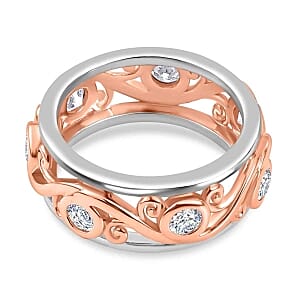Moissanite 6.49 ctw Band Ring in Vermeil RG Over Sterling Silver (Size 11.5)