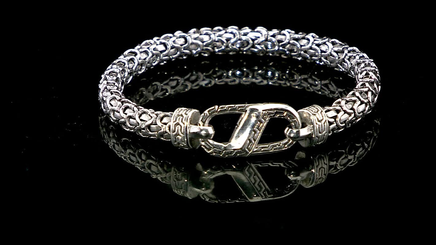 Bali Legacy Sterling Silver Tulang Naga Texture Dragon Bracelet (6.50 In) (35 g)