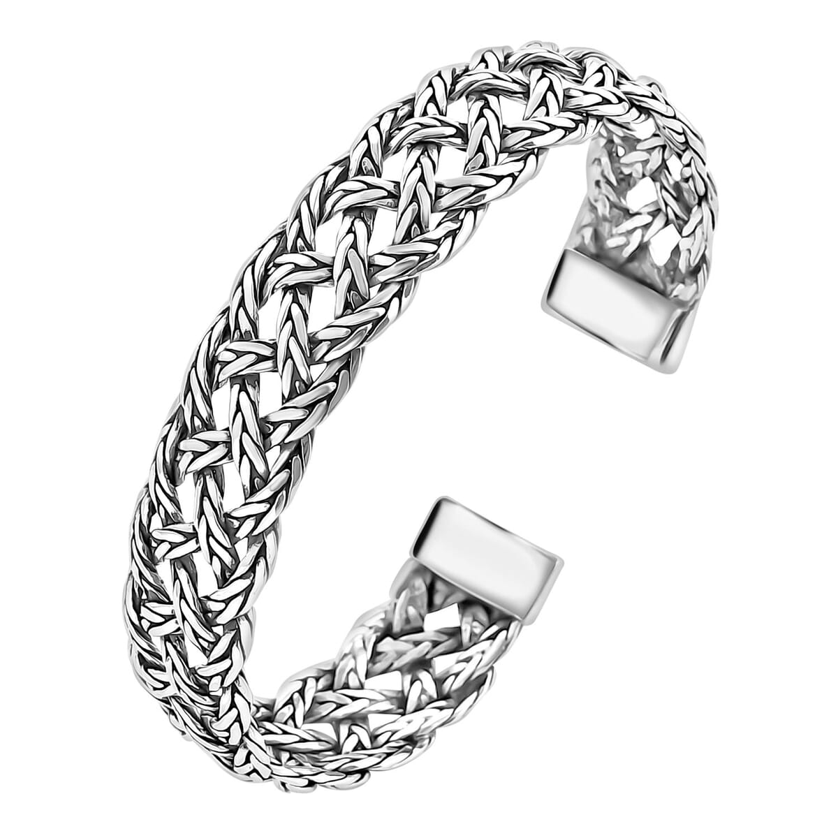 Bali Legacy Tulang Naga Braided Cuff Bracelet in Sterling Silver (7.25 In) 32.55 Grams image number 3