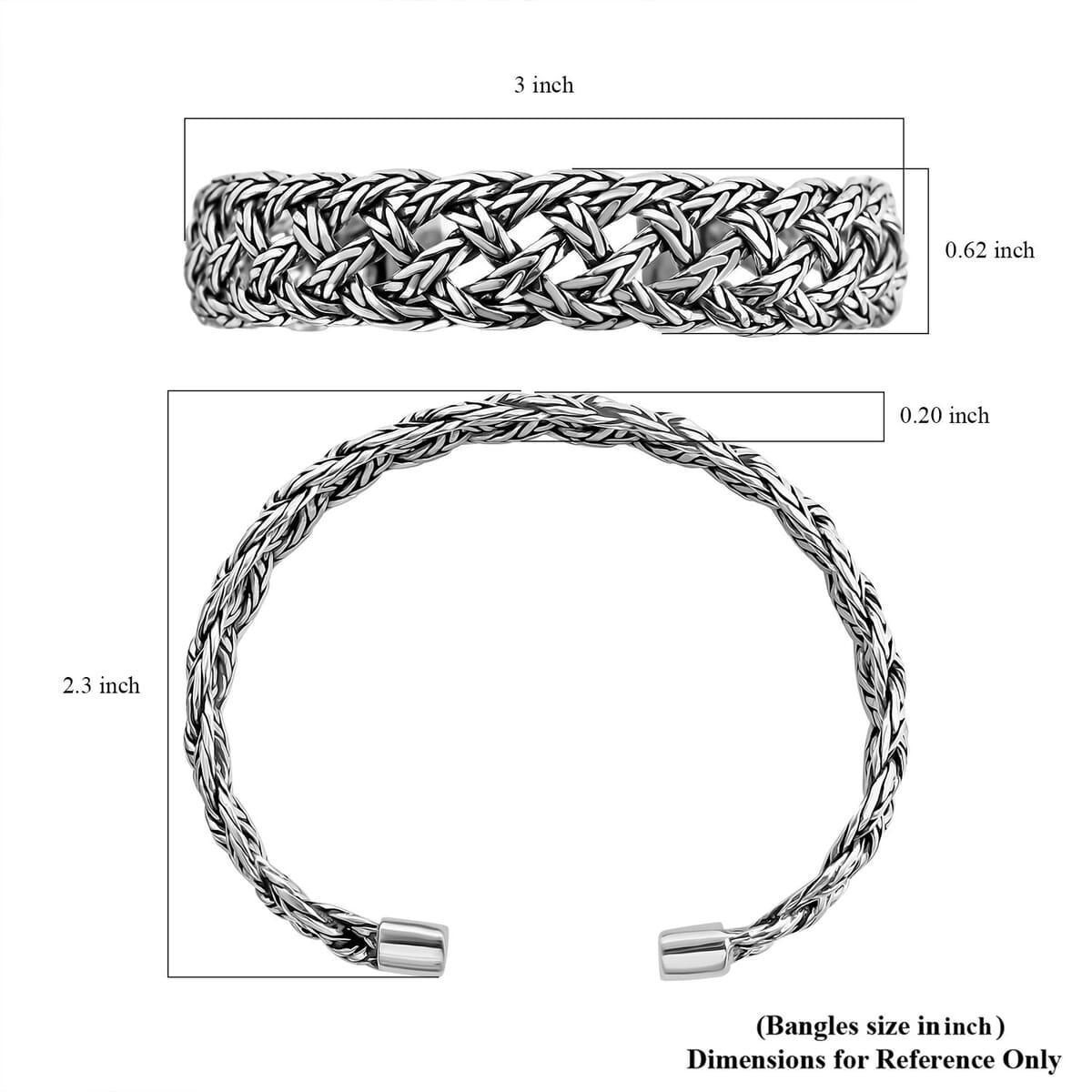 Bali Legacy Tulang Naga Braided Cuff Bracelet in Sterling Silver (7.25 In) 32.55 Grams image number 5