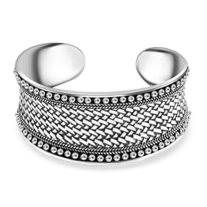 Bali Legacy Woven Cuff Bracelet in Sterling Silver (7.25 In) 43.90 Grams