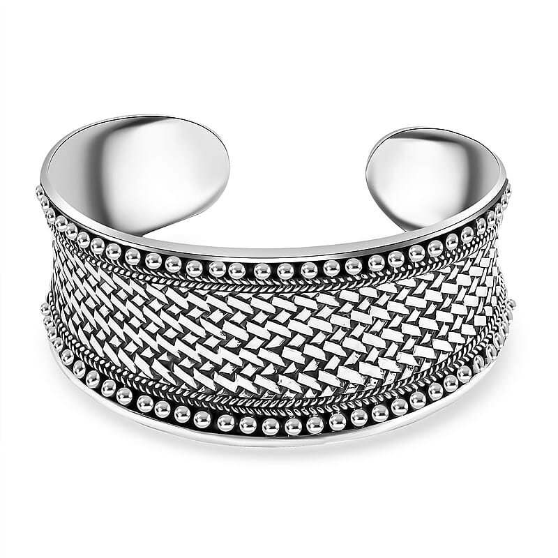 Bali Legacy Woven Cuff Bracelet in Sterling Silver (7.25 In) 43.90 Grams