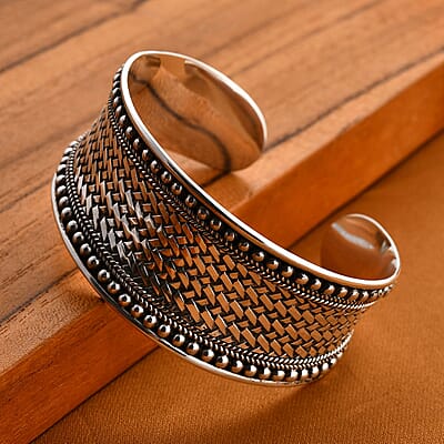 Bali Legacy Woven Cuff Bracelet in Sterling Silver (7.25 In) 43.90 Grams