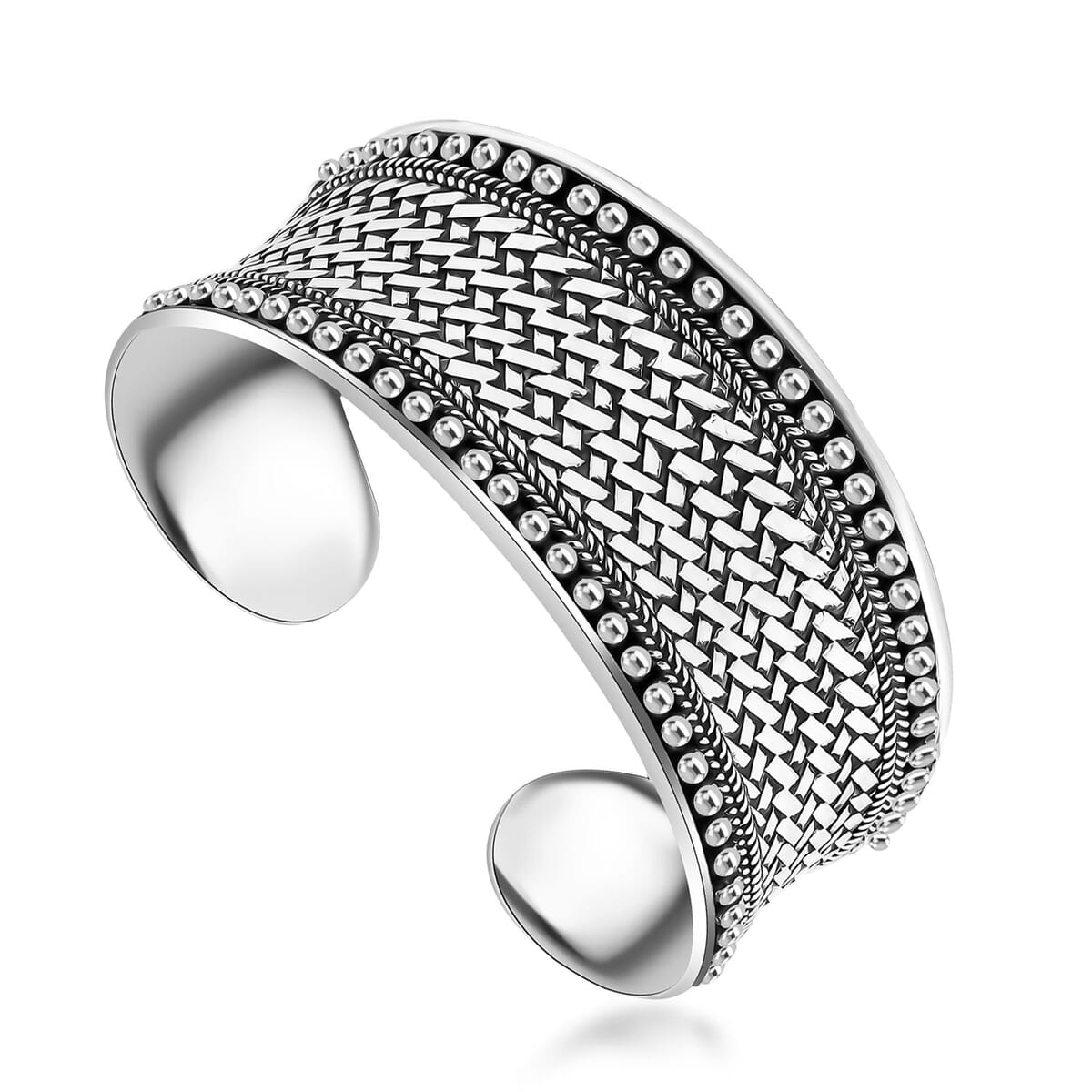 Bali Legacy Woven Cuff Bracelet in Sterling Silver (7.25 In) 43.90 Grams image number 3