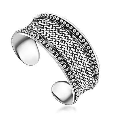 Bali Legacy Woven Cuff Bracelet in Sterling Silver (7.25 In) 43.90 Grams