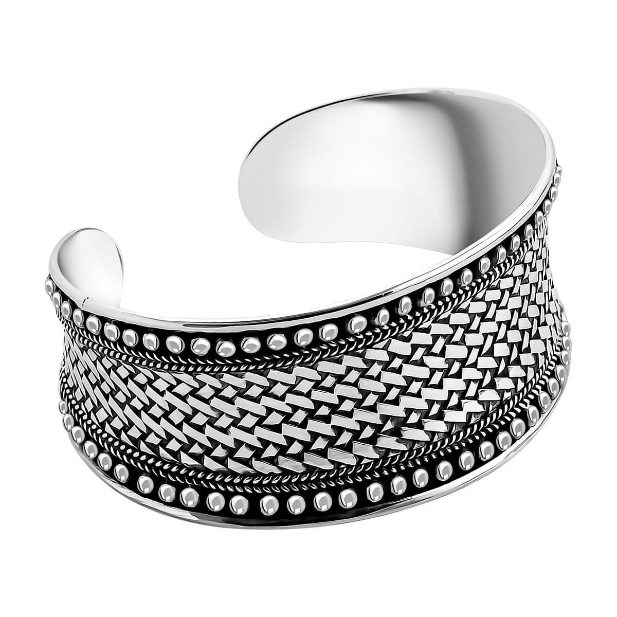 Bali Legacy Woven Cuff Bracelet in Sterling Silver (7.25 In) 43.90 Grams image number 5