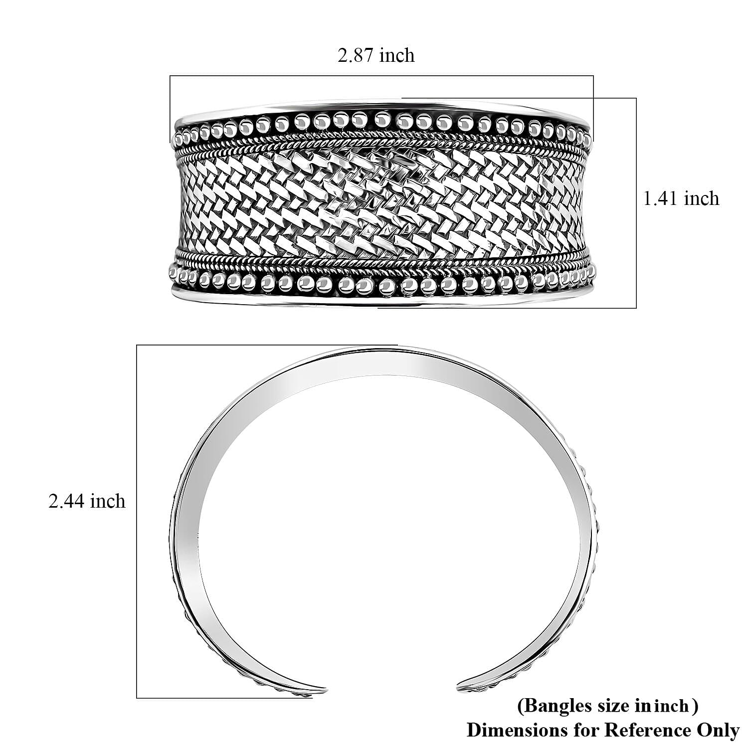 Bali Legacy Woven Cuff Bracelet in Sterling Silver (7.25 In) 43.90 Grams