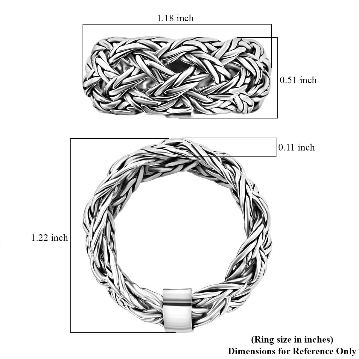 Bali Legacy Tulang Naga Braided Ring in Sterling Silver (Size 10.0) 9.35 Grams image number 5