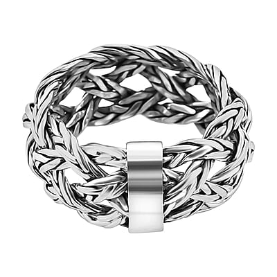 Bali Legacy Tulang Naga Braided Ring in Sterling Silver (Size 9.0) 9.35 Grams