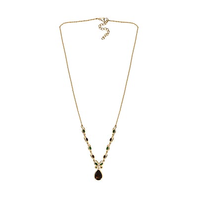 Karis Brazilian Smoky Quartz and Multi Gemstone 6.25 ctw Butterfly Necklace in 18K YG Plated and Stainless Steel 18 Inches