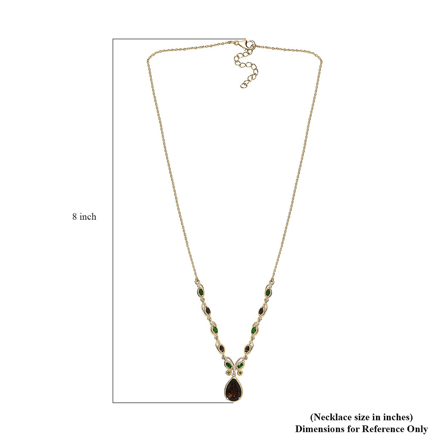 Karis Brazilian Smoky Quartz and Multi Gemstone 6.25 ctw Butterfly Necklace in 18K YG Plated and Stainless Steel 18 Inches
