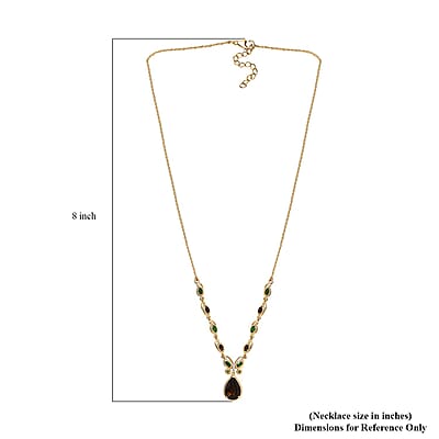 Karis Brazilian Smoky Quartz and Multi Gemstone 6.25 ctw Butterfly Necklace in 18K YG Plated and Stainless Steel 18 Inches