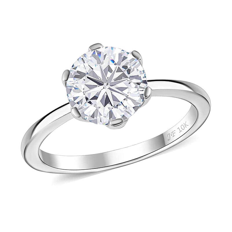 J Francis Zirconia by Swarovski Solitaire Ring in 10K White Gold 3.35 ctw (Size 10.0)