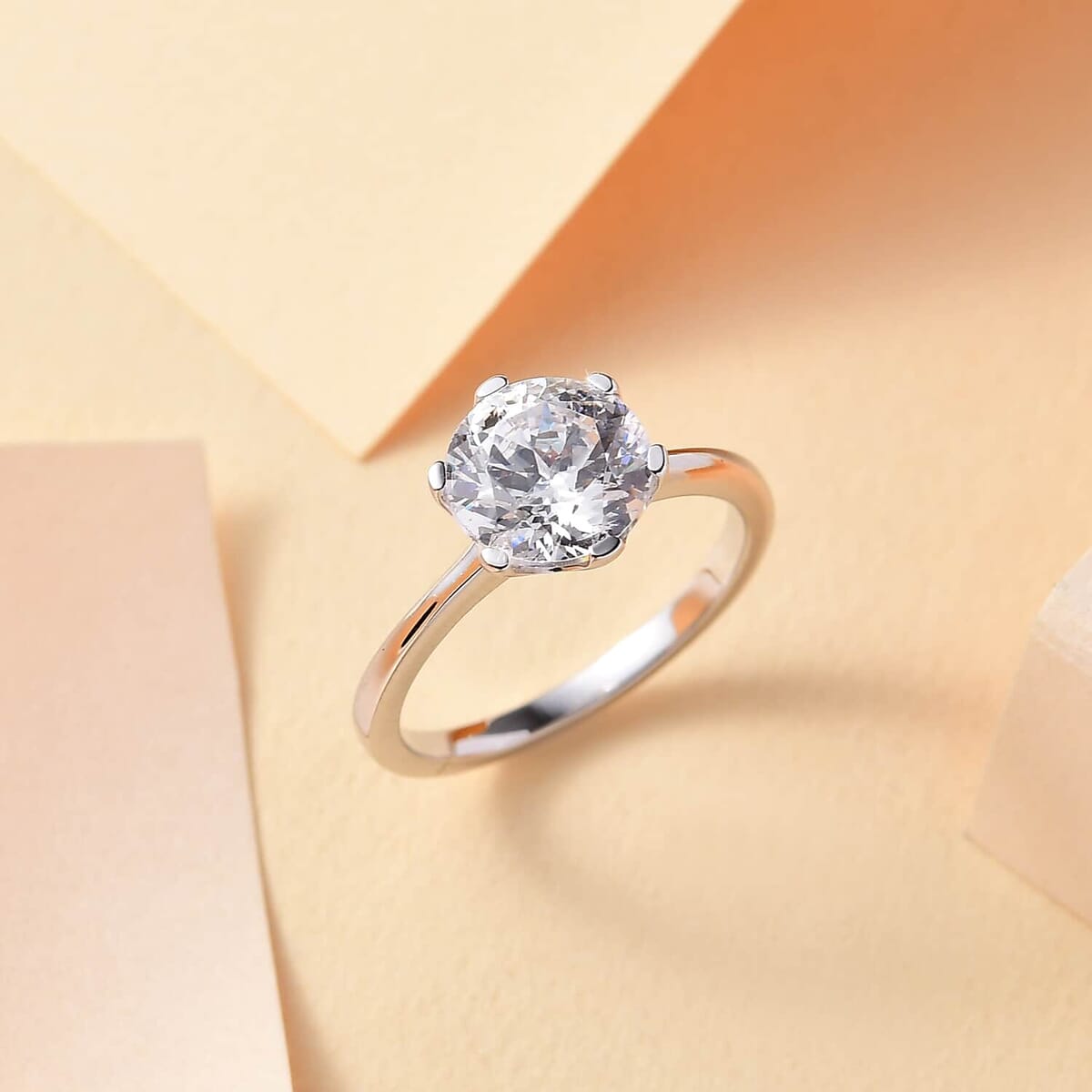 J Francis Embellished with Zirconia by Swarovski 3.35 ctw Solitaire Ring in 10K White Gold (Size 10.5) image number 1