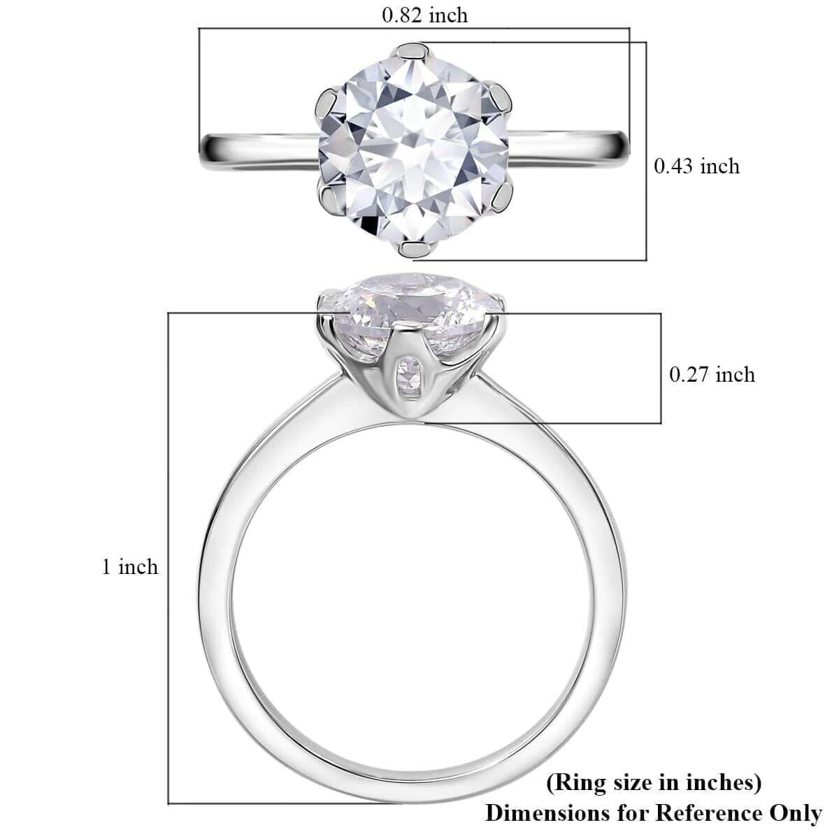 J Francis Embellished with Zirconia by Swarovski 3.35 ctw Solitaire Ring in 10K White Gold (Size 10.5) image number 5