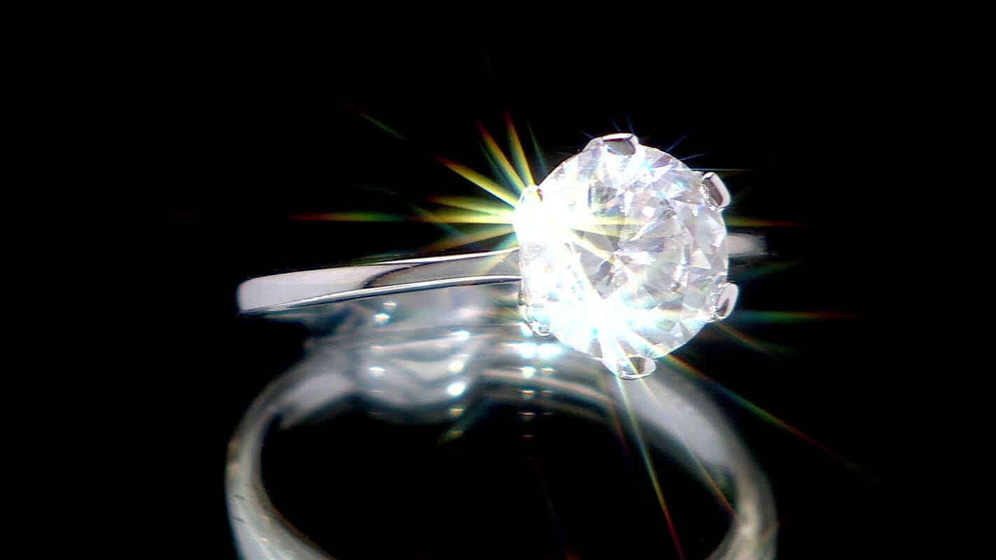 10K White Gold J Francis Embellished with Zirconia by Swarovski Solitaire Ring (Size 10.0) 3.35 ctw