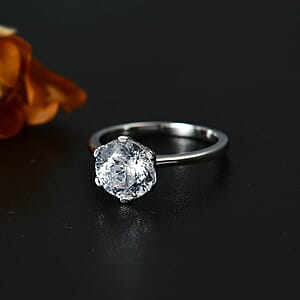 J Francis Zirconia by Swarovski Solitaire Ring in 10K White Gold 3.35 ctw (Size 9.5)