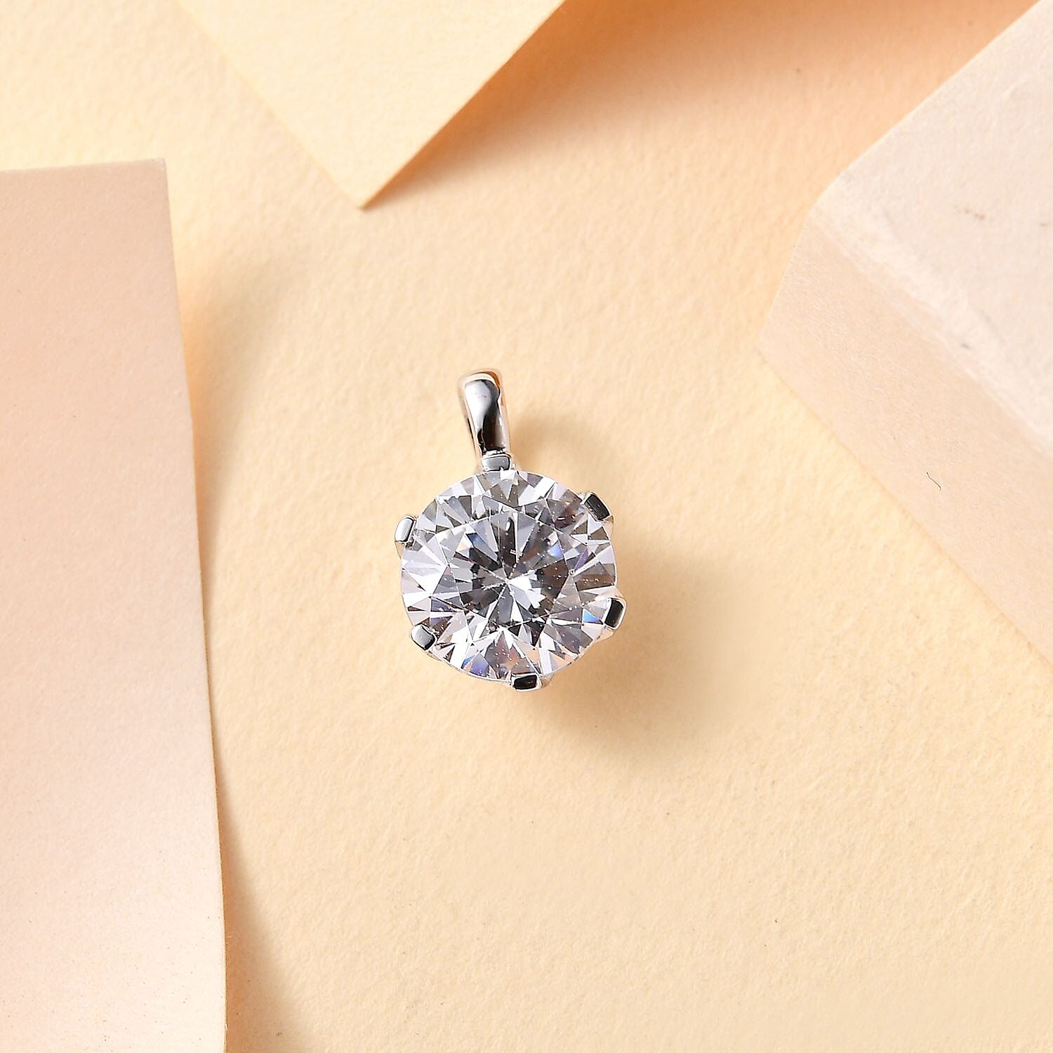 J Francis Embellished with Zirconia by Swarovski 3.35 ctw Solitaire Pendant without Chain in 10K White Gold