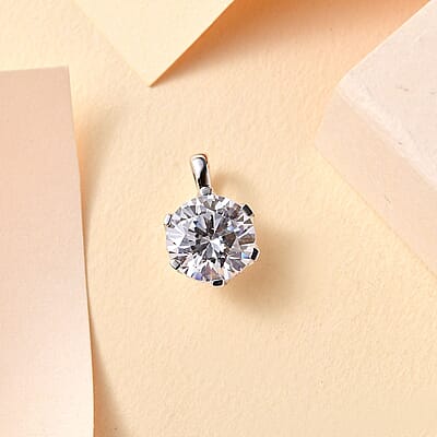 J Francis Embellished with Zirconia by Swarovski 3.35 ctw Solitaire Pendant without Chain in 10K White Gold