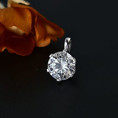 J Francis Embellished with Zirconia by Swarovski 3.35 ctw Solitaire Pendant without Chain in 10K White Gold