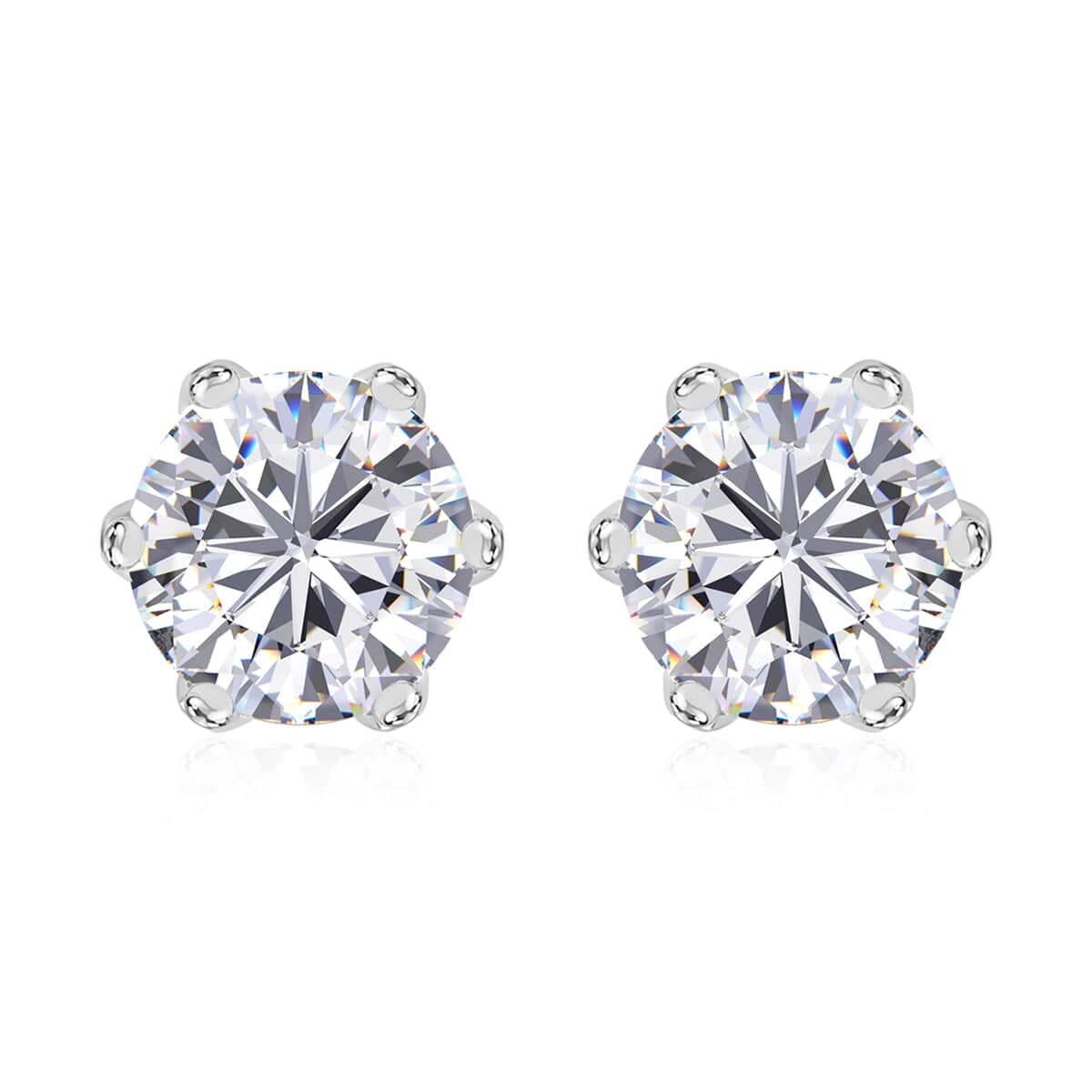 J Francis Embellished with Zirconia by Swarovski 3.00 ctw Solitaire Stud Earrings in 10K White Gold image number 0