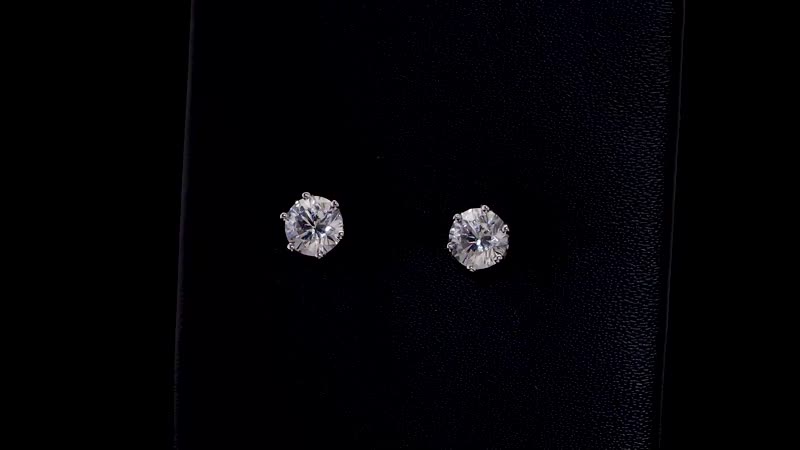 J Francis Embellished with Zirconia by Swarovski 3.00 ctw Solitaire Stud Earrings in 10K White Gold