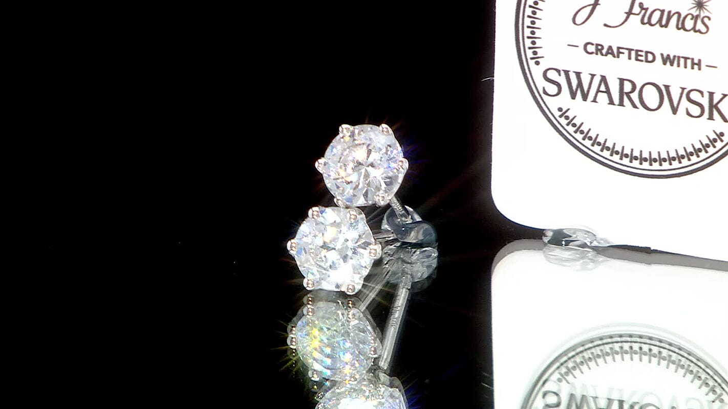 J Francis Embellished with Zirconia by Swarovski 3.00 ctw Solitaire Stud Earrings in 10K White Gold