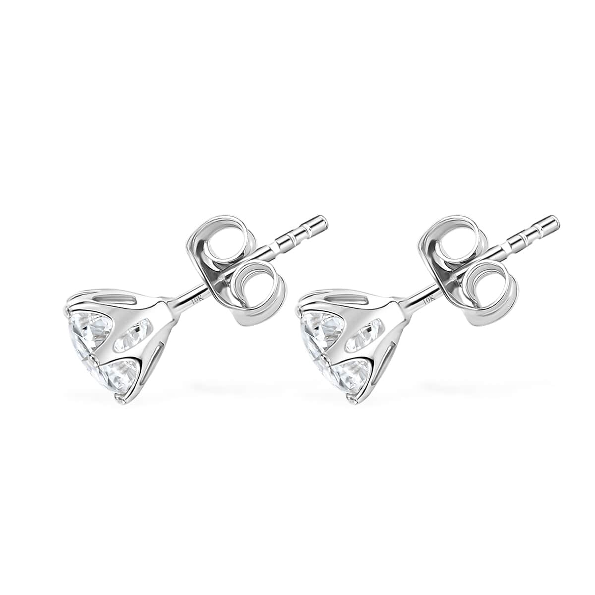 J Francis Embellished with Zirconia by Swarovski 3.00 ctw Solitaire Stud Earrings in 10K White Gold image number 3