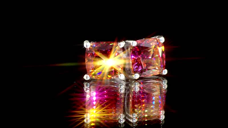 J Francis Embellished with Vibrant Red-Orangy Yellow Zirconia by Swarovski 4.00 ctw Solitaire Stud Earrings in Rhodium Over Sterling Silver
