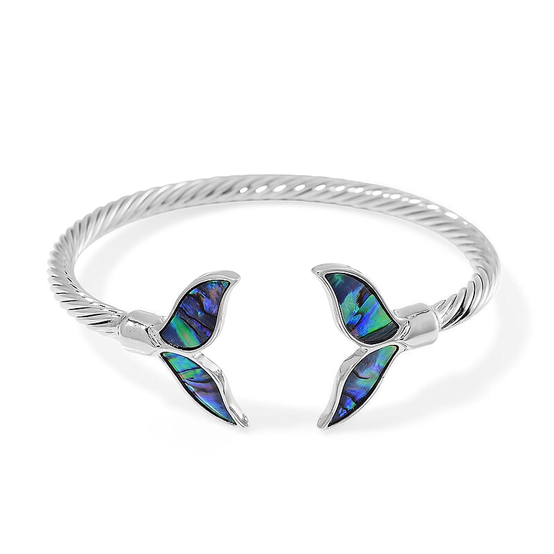 Abalone Shell Cuff Bracelet in Silvertone (7.50 In)
