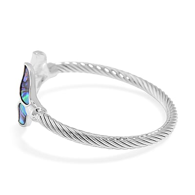 Abalone Shell Cuff Bracelet in Silvertone (7.50 In)
