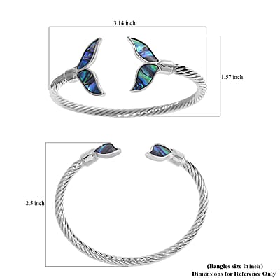 Abalone Shell Cuff Bracelet in Silvertone (7.50 In)