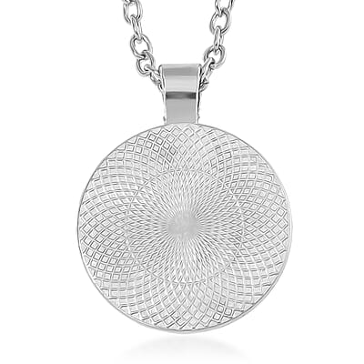 Glass and Enameled Mermaid Pendant Necklace in Silvertone 20-22 Inches