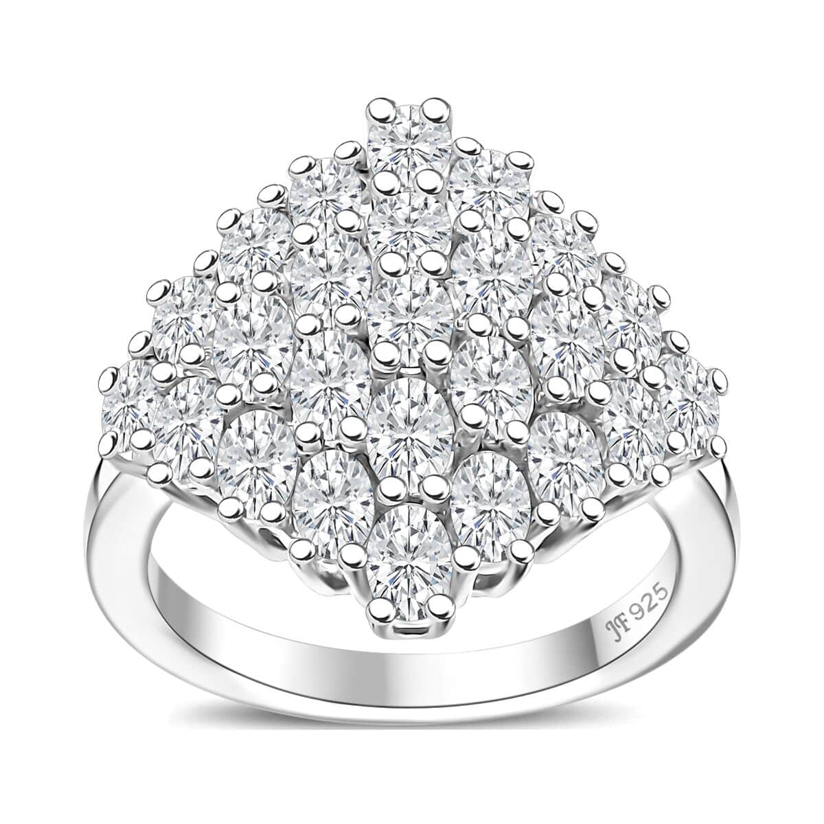 J Francis Embellished with Zirconia by Swarovski 3.60 ctw Radiant Cluster Ring in Rhodium Over Sterling Silver (Size 10.0)  image number 0