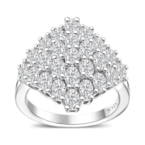 J Francis Embellished with Zirconia by Swarovski 3.60 ctw Radiant Cluster Ring in Rhodium Over Sterling Silver (Size 10.0) 