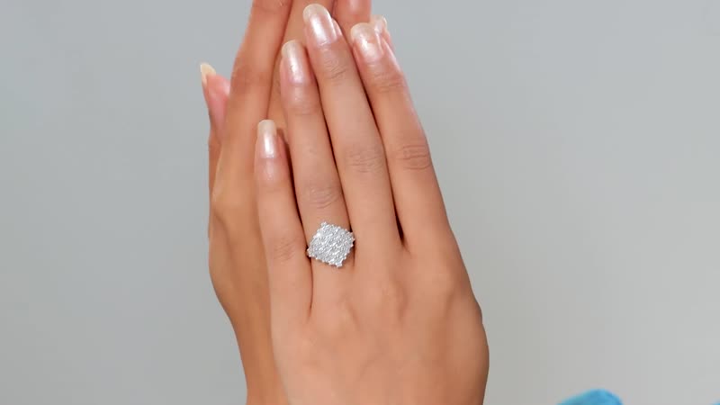 J Francis Embellished with Zirconia by Swarovski 3.60 ctw Art and Deco Ring in Rhodium Over Sterling Silver (Size 10.0)