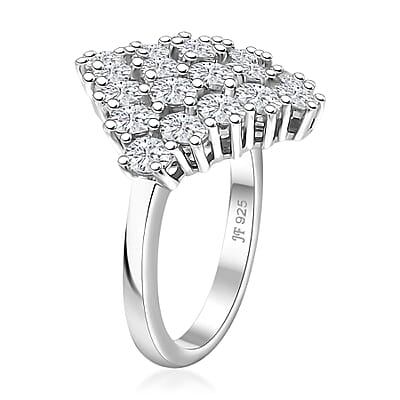 J Francis Embellished with Zirconia by Swarovski 3.60 ctw Radiant Cluster Ring in Rhodium Over Sterling Silver (Size 10.0) 