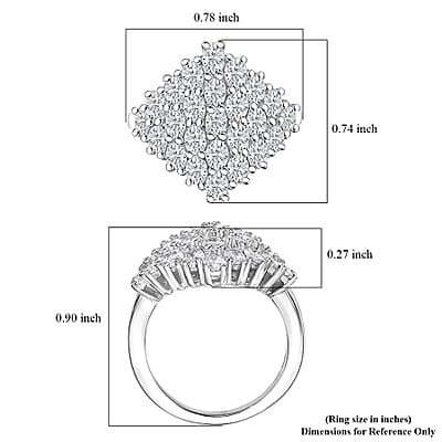 J Francis Embellished with Zirconia by Swarovski 3.60 ctw Radiant Cluster Ring in Rhodium Over Sterling Silver (Size 5.0) 