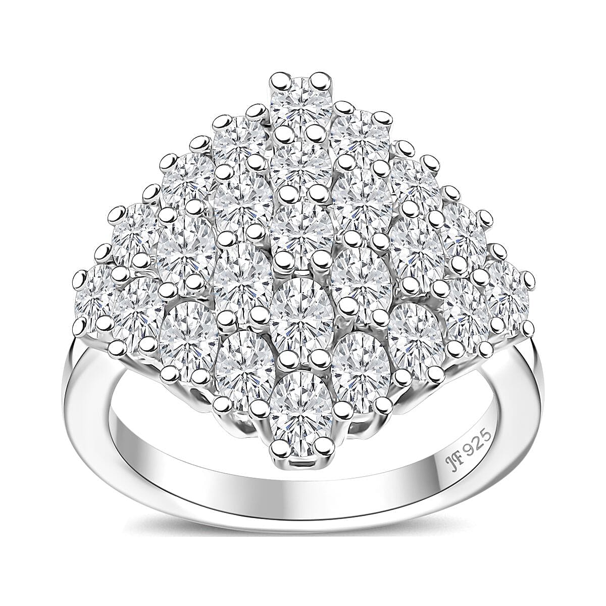 J Francis Embellished with Zirconia by Swarovski 3.60 ctw Radiant Cluster Ring in Rhodium Over Sterling Silver (Size 6.0)  image number 0