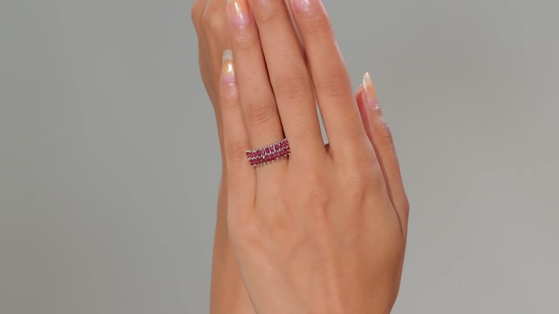J Francis Embellished with Red Dark Zirconia by Swarovski Crimson Cascade Ring in Rhodium Over Sterling Silver (Size 10.0) 2.65 ctw