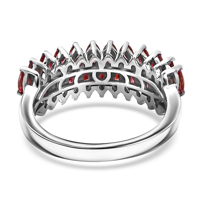 J Francis Embellished with Red Dark Zirconia by Swarovski 2.65 ctw Crimson Cascade Ring in Rhodium Over Sterling Silver (Size 10.0)