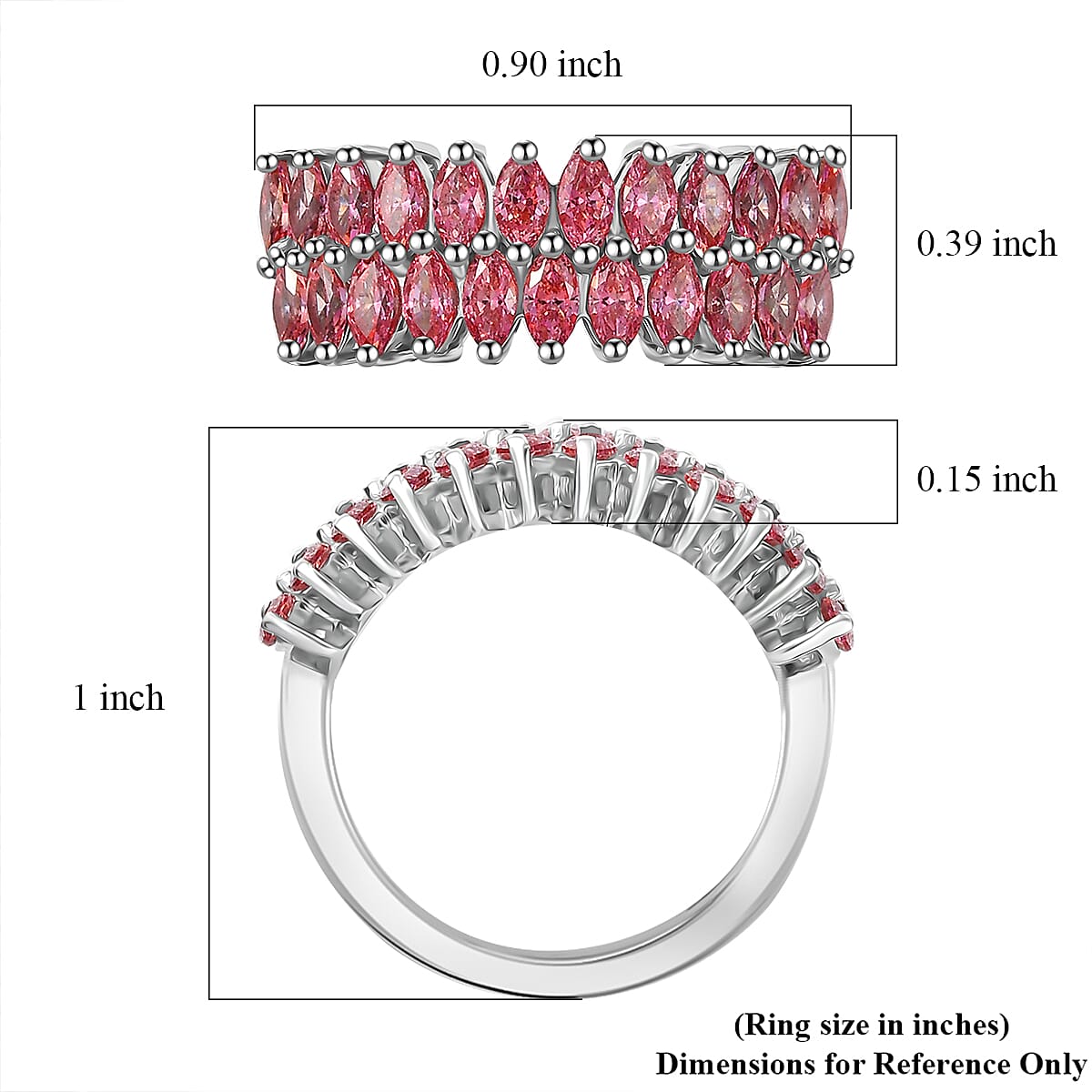 J Francis Embellished with Fancy Pink Zirconia by Swarovski 2.65 ctw Crimson Cascade Ring in Rhodium Over Sterling Silver (Size 9.0) image number 5