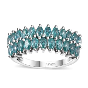 J Francis Embellished with Mint Green Zirconia by Swarovski 2.75 ctw Crimson Cascade Ring in Rhodium Over Sterling Silver (Size 10.0)