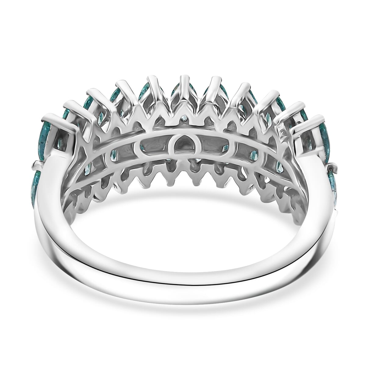 J Francis Embellished with Mint Green Zirconia by Swarovski 2.75 ctw Crimson Cascade Ring in Rhodium Over Sterling Silver (Size 10.0) image number 4