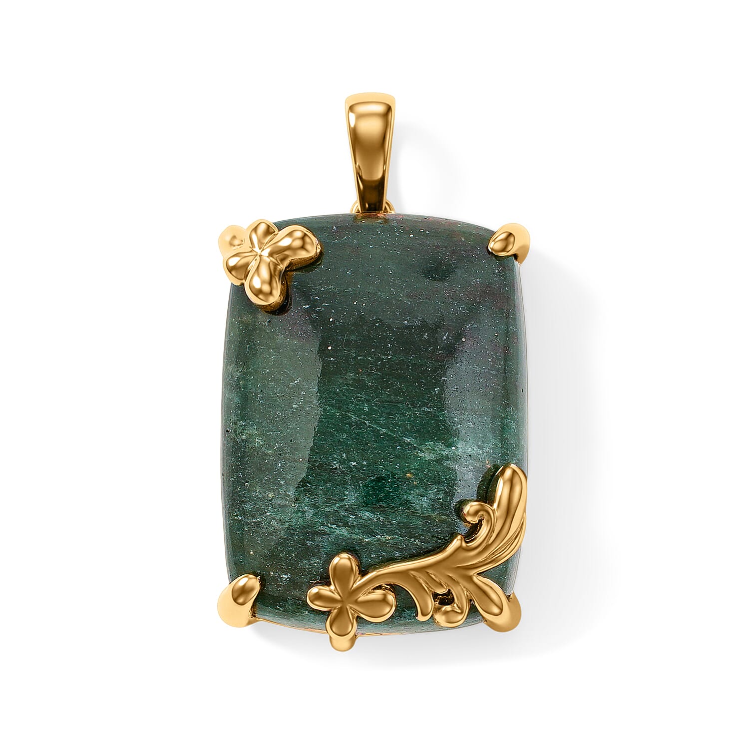 Green Aventurine 30.00 ctw Pendant without Chain in 18K YG Plated